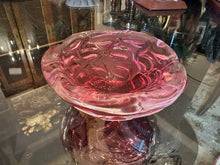 Load image into Gallery viewer, Cranberry Art Glass Bowl | Sculptural Swirl Design | 5” Round Decorative Dish