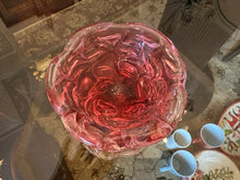 Load image into Gallery viewer, Cranberry Art Glass Bowl | Sculptural Swirl Design | 5” Round Decorative Dish