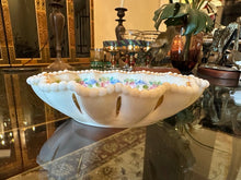 Load image into Gallery viewer, Antique Milk Glass Beaded Edge Trinket Dish | Hand-Painted Floral & Gold Gilt | Victorian Style Bowl