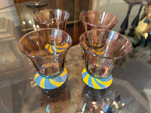 Load image into Gallery viewer, MacKenzie-Childs Circus Footed Tumbler Glasses – 8 oz Hand-Painted Swirl Base, Set of 4