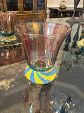 Load image into Gallery viewer, MacKenzie-Childs Circus Footed Tumbler Glasses – 8 oz Hand-Painted Swirl Base, Set of 4