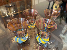 Load image into Gallery viewer, MacKenzie-Childs Circus Footed Tumbler Glasses – 8 oz Hand-Painted Swirl Base, Set of 4