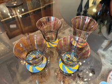 Load image into Gallery viewer, MacKenzie-Childs Circus Footed Tumbler Glasses – 8 oz Hand-Painted Swirl Base, Set of 4