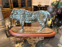 Load image into Gallery viewer, Signed Ruffin M. Hobbs Bronze Lion Sculpture – McBane Mill Forge & Foundry, 13.5" Wide