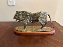 Load image into Gallery viewer, Signed Ruffin M. Hobbs Bronze Lion Sculpture – McBane Mill Forge & Foundry, 13.5" Wide