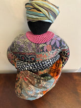 Load image into Gallery viewer, Handmade Folk Art Textile Woman and Child Sculpture – Patchwork Fabric Figure, 20" Tall