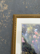 Load image into Gallery viewer, Framed Impressionist Floral Garden Art Prints Set of Two Gold Frames 13 x 16