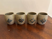 Load image into Gallery viewer, Jugtown Pottery Handcrafted Stoneware Cups – Set of 4 Vintage North Carolina Studio Pottery Tumblers (2.75” x 3.25”)