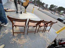 Load image into Gallery viewer, Set of Four Mid-Century Modern (MCM) Wooden Slat Folding Chairs