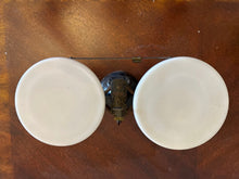 Load image into Gallery viewer, Antique Ohaus Cast Iron Balance Scale with Milk Glass Pans – Apothecary / Laboratory Scale (14” x 6” x 7”)