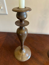 Load image into Gallery viewer, Turned Metal Candlesticks – Pair of Classic Taper Candle Holders (12.5” Tall)