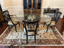 Load image into Gallery viewer, Regency Style Oval Glass Top Dining Table with Four Ebonized Chairs