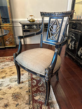 Load image into Gallery viewer, Regency Style Oval Glass Top Dining Table with Four Ebonized Chairs