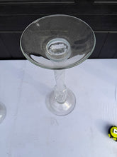 Load image into Gallery viewer, Tall Clear Glass Candlesticks Pair Hand Blown Style Twisted Stem Floor or Table Decor