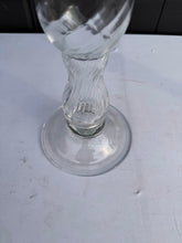 Load image into Gallery viewer, Tall Clear Glass Candlesticks Pair Hand Blown Style Twisted Stem Floor or Table Decor