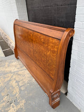Load image into Gallery viewer, King Burl Walnut Sleigh Bed with Rails — Charles X Inspired Design