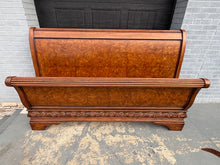 Load image into Gallery viewer, King Burl Walnut Sleigh Bed with Rails — Charles X Inspired Design