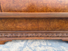 Load image into Gallery viewer, King Burl Walnut Sleigh Bed with Rails — Charles X Inspired Design