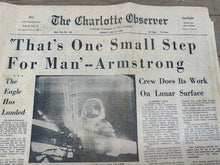 Load image into Gallery viewer, Charlotte Observer July 21 1969 Apollo 11 Moon Landing Armstrong Newspaper