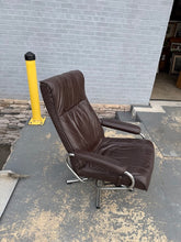 Load image into Gallery viewer, Mid-Century Style Brown Leather Swivel Recliner Lounge Chair