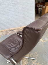 Load image into Gallery viewer, Mid-Century Style Brown Leather Swivel Recliner Lounge Chair