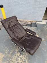 Load image into Gallery viewer, Mid-Century Style Brown Leather Swivel Recliner Lounge Chair