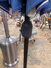 Load image into Gallery viewer, Blue White Striped Patio Umbrella with Stand Base Outdoor Market Umbrella