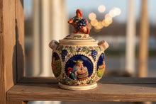 Load image into Gallery viewer, German Beer Stein Cookie Jar with Figural Lid Rhine Castles Motif