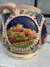 Load image into Gallery viewer, German Beer Stein Cookie Jar with Figural Lid Rhine Castles Motif