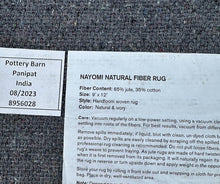 Load image into Gallery viewer, Pottery Barn Nayomi Natural Fiber Rug Handloom Woven Jute Cotton 9 x 12