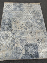 Load image into Gallery viewer, Vintage Style Patchwork Area Rug Soft Neutral Gray and Ivory 60 x 84