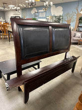 Load image into Gallery viewer, Modern Espresso Wood & Black Leather Full Size Bed