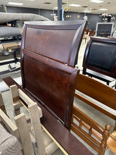 Load image into Gallery viewer, Globe Twin Size Sleigh Bed in Rich Dark Wood Finish