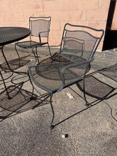 Load image into Gallery viewer, 5-Piece Black Wrought Iron Mesh Outdoor Patio Dining Set with Round Table and Four Chairs