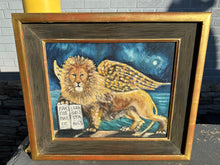 Load image into Gallery viewer, Guardian of the City Winged Lion Painting Oil and Sand on Board by Pietra Naldoni Thomeyc