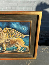 Load image into Gallery viewer, Guardian of the City Winged Lion Painting Oil and Sand on Board by Pietra Naldoni Thomeyc