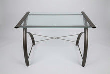 Load image into Gallery viewer, Modern Glass Top Writing Desk Black Metal Curved Frame 41 Inch Home Office