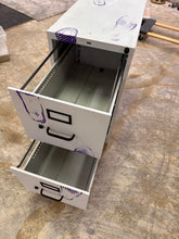 Load image into Gallery viewer, Metal 2 Drawer Filing Cabinet Purple Shoe Print Design 15 x 25 x 29