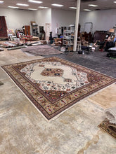 Load image into Gallery viewer, Large Persian Style Oriental Area Rug 11x14 Ivory Brown Floral Medallion