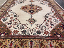 Load image into Gallery viewer, Large Persian Style Oriental Area Rug 11x14 Ivory Brown Floral Medallion