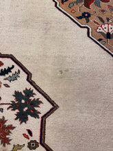 Load image into Gallery viewer, Large Persian Style Oriental Area Rug 11x14 Ivory Brown Floral Medallion