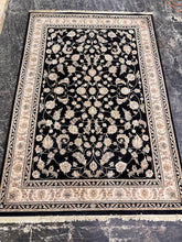 Load image into Gallery viewer, Karastan Persian Renaissance Black Floral Wool Silk Area Rug 5x8 Belgium