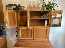Load image into Gallery viewer, Antique Oak Hoosier Cabinet with Flour Bin, Pull-Out Work Surface & Original Details
