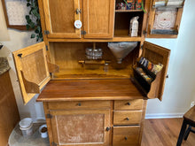 Load image into Gallery viewer, Antique Oak Hoosier Cabinet with Flour Bin, Pull-Out Work Surface & Original Details