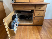 Load image into Gallery viewer, Antique Oak Hoosier Cabinet with Flour Bin, Pull-Out Work Surface & Original Details