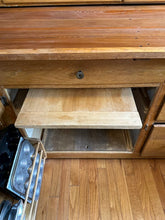 Load image into Gallery viewer, Antique Oak Hoosier Cabinet with Flour Bin, Pull-Out Work Surface & Original Details