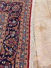 Load image into Gallery viewer, Persian Kashan Wool Rug 8x11 Red Navy Hand Knotted Area Rug