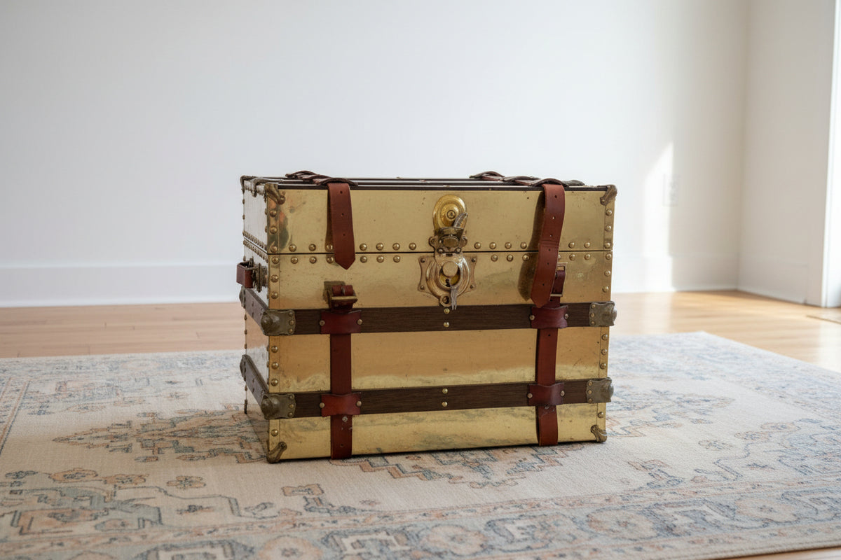 Trunk Line, Inc. Brass-Clad Steamer Trunk Chest – Made in Kerens