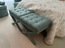 Load image into Gallery viewer, Mid-Century Inspired Transitional Upholstered X-Base Benches – Pair