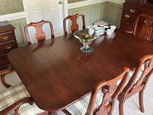 Load image into Gallery viewer, Henkel Harris Wild Black Cherry Double Pedestal Dining Table with Two Leaves